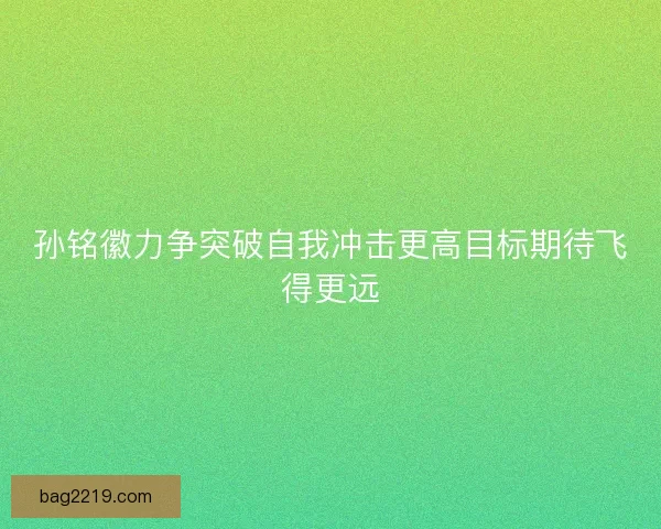 孙铭徽力争突破自我冲击更高目标期待飞得更远